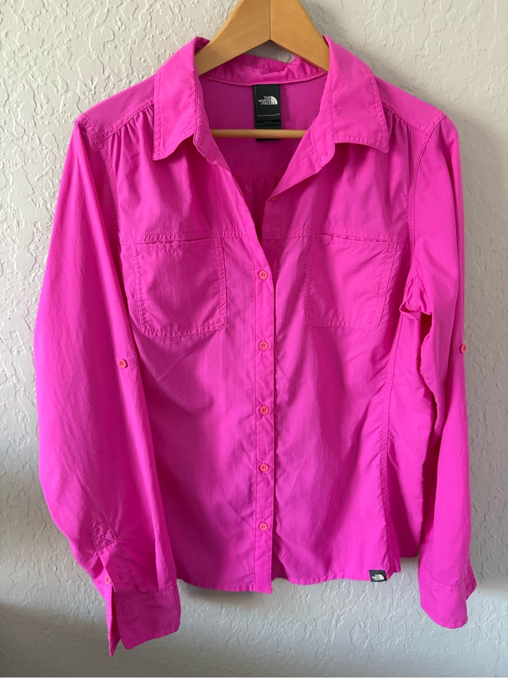 The North Face Hot Pink Women's Button-Up Shirt Womens Large